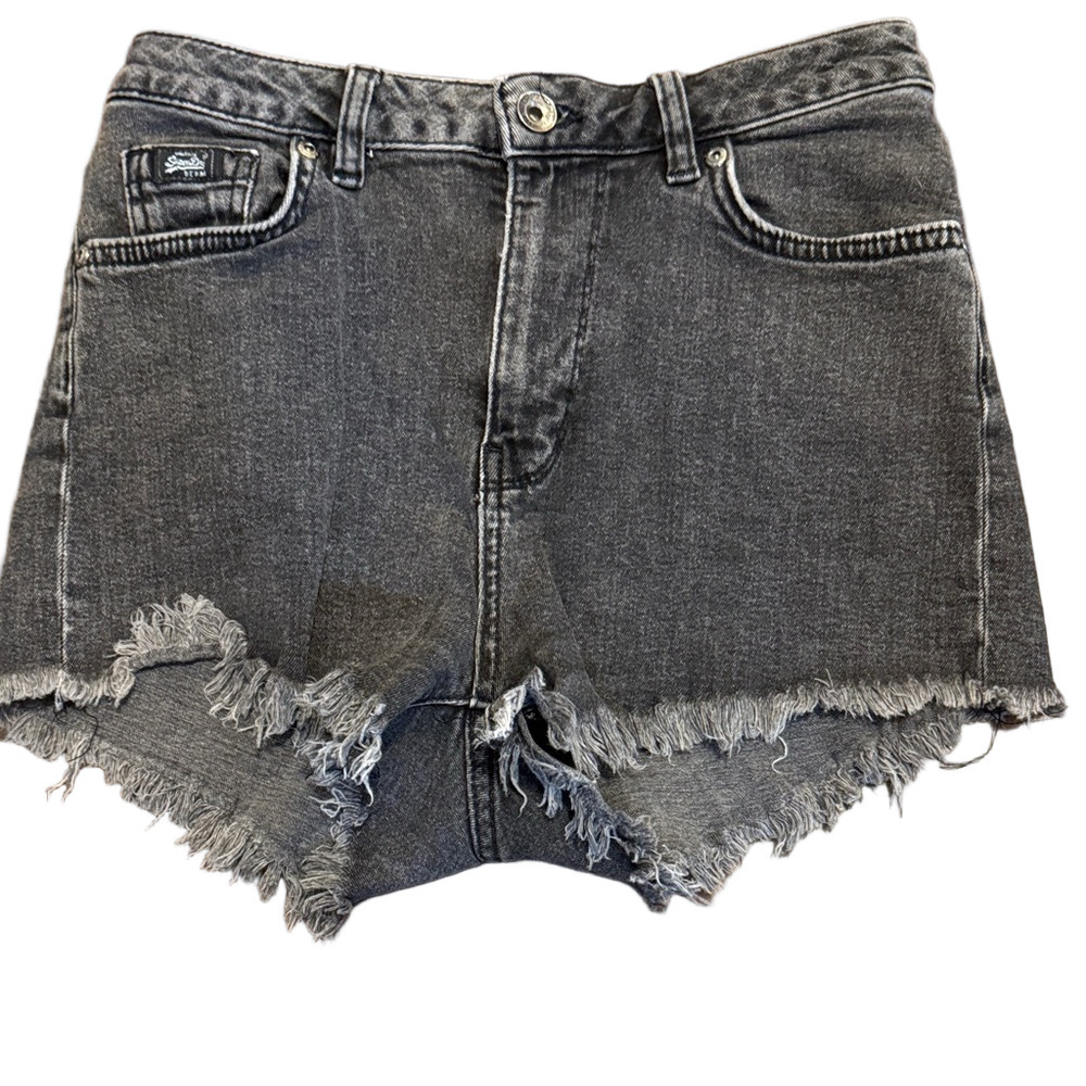 Vintage Superdry Black Frayed Jean Shorts